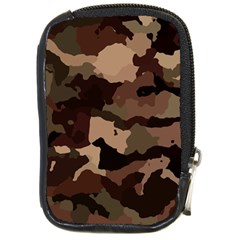 Background For Scrapbooking Or Other Camouflage Patterns Beige And Brown Compact Camera Cases by Nexatart