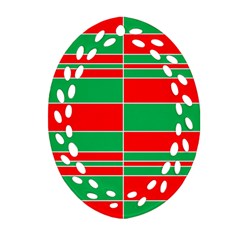 Christmas Colors Red Green Ornament (oval Filigree) by Nexatart