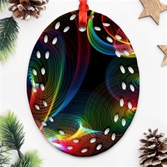 Abstract Rainbow Twirls Oval Filigree Ornament (two Sides) by Nexatart