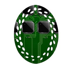 Green Circuit Board Pattern Oval Filigree Ornament (two Sides) by Nexatart