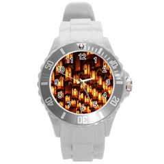 Light Art Pattern Lamp Round Plastic Sport Watch (l)