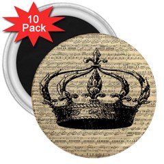 Vintage Music Sheet Crown Song 3  Magnets (10 Pack)  by Nexatart