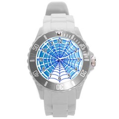 Cobweb Network Points Lines Round Plastic Sport Watch (l)