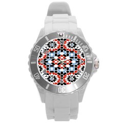 Morrocan Fez Pattern Arabic Geometrical Round Plastic Sport Watch (l)