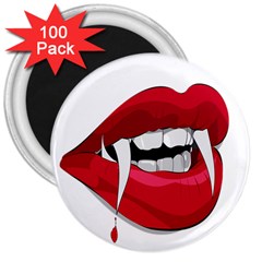 Mouth Jaw Teeth Vampire Blood 3  Magnets (100 Pack) by Simbadda