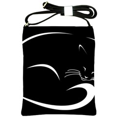 Cat Black Vector Minimalism Shoulder Sling Bags by Simbadda