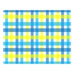 Gingham Plaid Yellow Aqua Blue Double Sided Flano Blanket (Large)  80 x60  Blanket Front