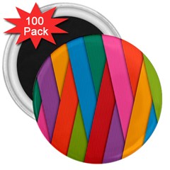 Colorful Lines Pattern 3  Magnets (100 Pack) by Simbadda