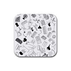 Furniture Black Decor Pattern Rubber Coaster (square)  by Simbadda