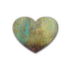 Aqua Textured Abstract Rubber Coaster (heart)  by digitaldivadesigns