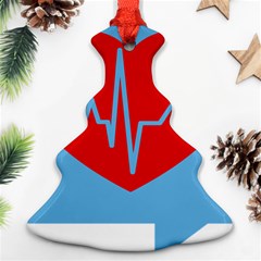 Heartbeat Health Heart Sign Red Blue Christmas Tree Ornament (two Sides) by Mariart