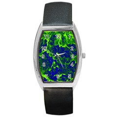 Abstract Green And Blue Background Barrel Style Metal Watch by Nexatart