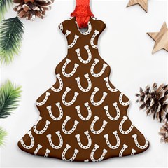 Horse Shoes Iron White Brown Christmas Tree Ornament (two Sides) by Mariart