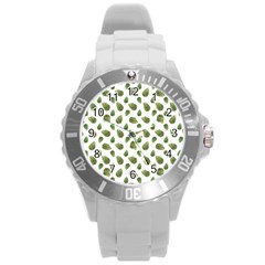 Leaves Motif Nature Pattern Round Plastic Sport Watch (l)