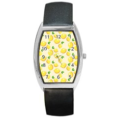 Lemons Pattern Barrel Style Metal Watch by Nexatart