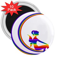 Rainbow Fairy Relaxing On The Rainbow Crescent Moon 3  Magnets (10 Pack)  by Nexatart