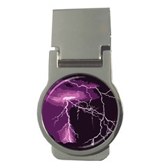 Lightning Pink Sky Rain Purple Light Money Clips (round) 