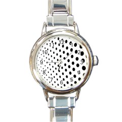 Polka Dot Black Circle Round Italian Charm Watch