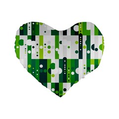 Generative Art Experiment Rectangular Circular Shapes Polka Green Vertical Standard 16  Premium Heart Shape Cushions by Mariart