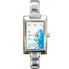 Blue Stain Spot Paint Rectangle Italian Charm Watch