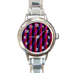 Photography Illustrations Line Wave Chevron Red Blue Vertical Light Round Italian Charm Watch