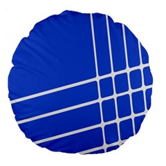 Line Stripes Blue Large 18  Premium Flano Round Cushions by Mariart