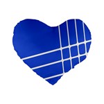 Line Stripes Blue Standard 16  Premium Flano Heart Shape Cushions Front