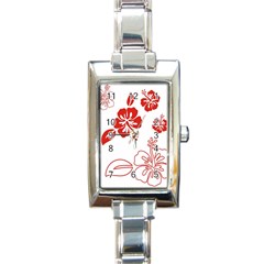 Hawaiian Flower Red Sunflower Rectangle Italian Charm Watch