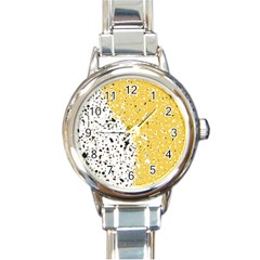 Spot Polka Dots Orange Black Round Italian Charm Watch