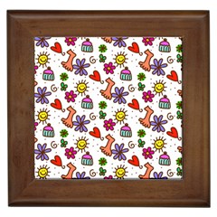 Cute Doodle Wallpaper Pattern Framed Tiles by BangZart