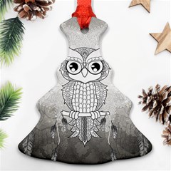 Wonderful Owl, Mandala Design Christmas Tree Ornament (two Sides) by FantasyWorld7