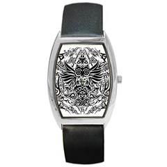 Tattoo Tribal Owl Barrel Style Metal Watch by Valentinaart