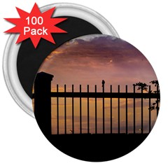 Small Bird Over Fence Backlight Sunset Scene 3  Magnets (100 Pack)