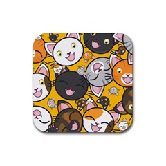 Cats Cute Kitty Kitties Kitten Rubber Coaster (square)  by BangZart