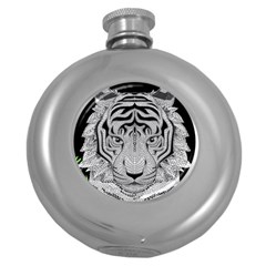 Tiger Head Round Hip Flask (5 Oz) by BangZart