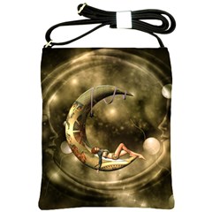 Steampunk Lady  In The Night With Moons Shoulder Sling Bags by FantasyWorld7