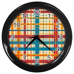 Plaid Pattern Wall Clocks (black) by linceazul