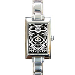 Paper Cut Butterflies Black White Rectangle Italian Charm Watch