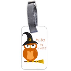 Halloween Orange Witch Owl Luggage Tags (two Sides) by Valentinaart