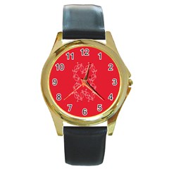 Cycles Bike White Red Sport Round Gold Metal Watch