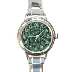 Coconut Leaves Summer Green Round Italian Charm Watch