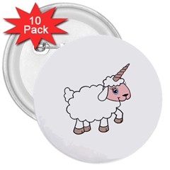 Unicorn Sheep 3  Buttons (10 Pack)  by Valentinaart