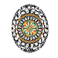 High Contrast Mandala Oval Filigree Ornament (two Sides) by linceazul