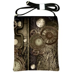 Stemapunk Design With Clocks And Gears Shoulder Sling Bags by FantasyWorld7