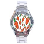 Fruit Vegetable Carrots Stainless Steel Analogue Watch Front