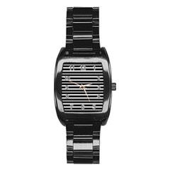 Tribal Stripes Black White Stainless Steel Barrel Watch