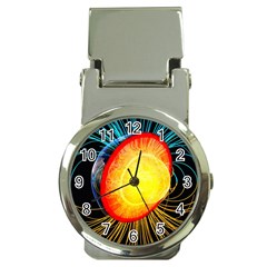 Cross Section Earth Field Lines Geomagnetic Hot Money Clip Watches