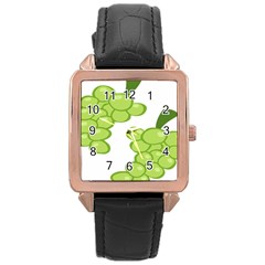 Fruit Green Grape Rose Gold Leather Watch 