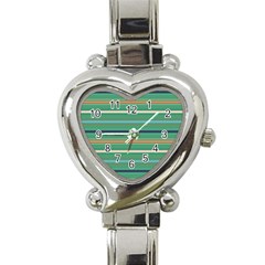 Horizontal Line Green Red Orange Heart Italian Charm Watch