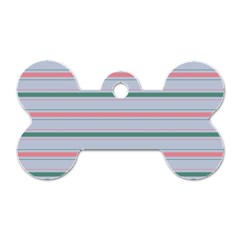 Horizontal Line Green Pink Gray Dog Tag Bone (one Side)